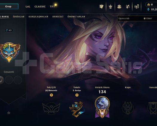 LOL TR UNRANKED 63 SV TERTEMİZ HESAP
