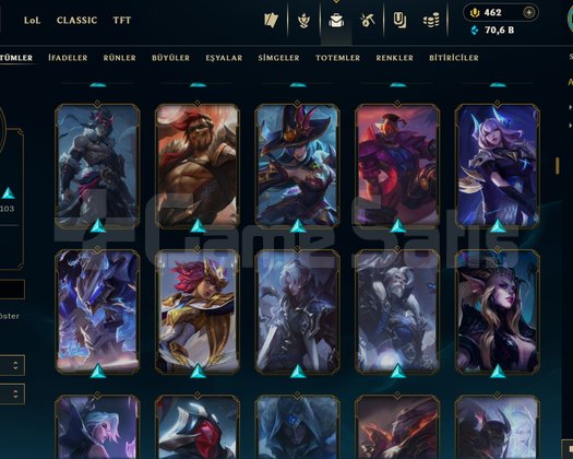 LoL Hesabı 231 Skin Platin 1 TR Mail Değ