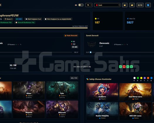 EUW / 115 LVL + 19+37 SKİN + Derecesiz