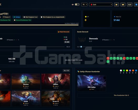 TR / 40 LVL + 1+7 SKİN + RANK HAZIR !!