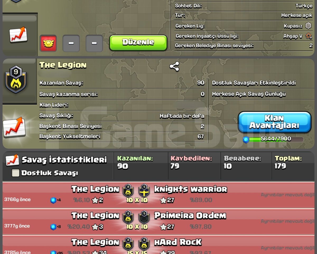9 LVL ŞAMPİYON 3 LİGLİ KLAN