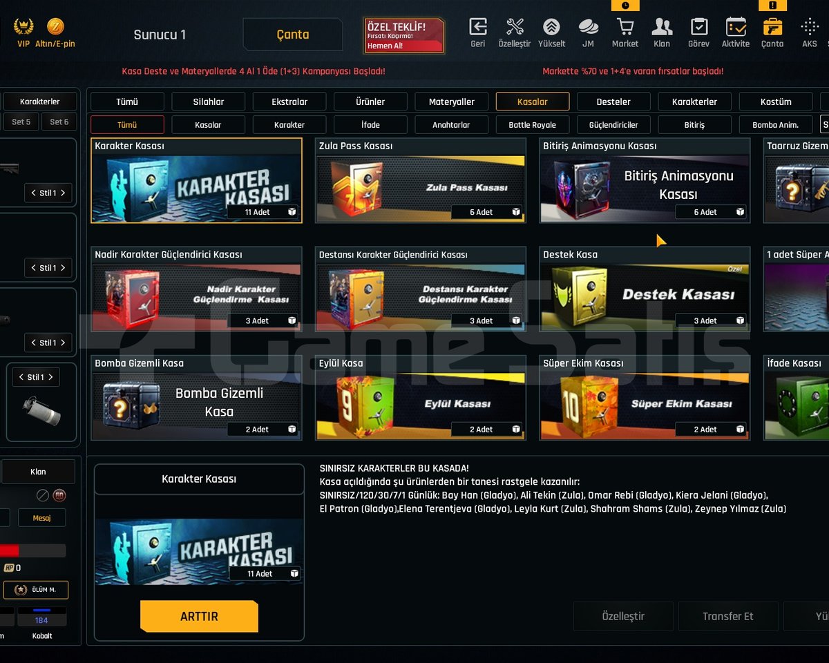 54K Materyalli 60 Seviye Zula Hesabı