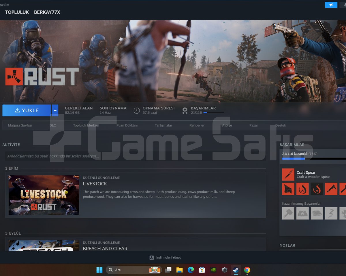 RUST HESABI YANINDA OYUNLARDA VAR