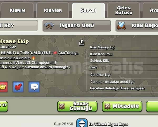 TÜRK İSİMLİ USTA-1 LİGİ 15 LVL KLAN