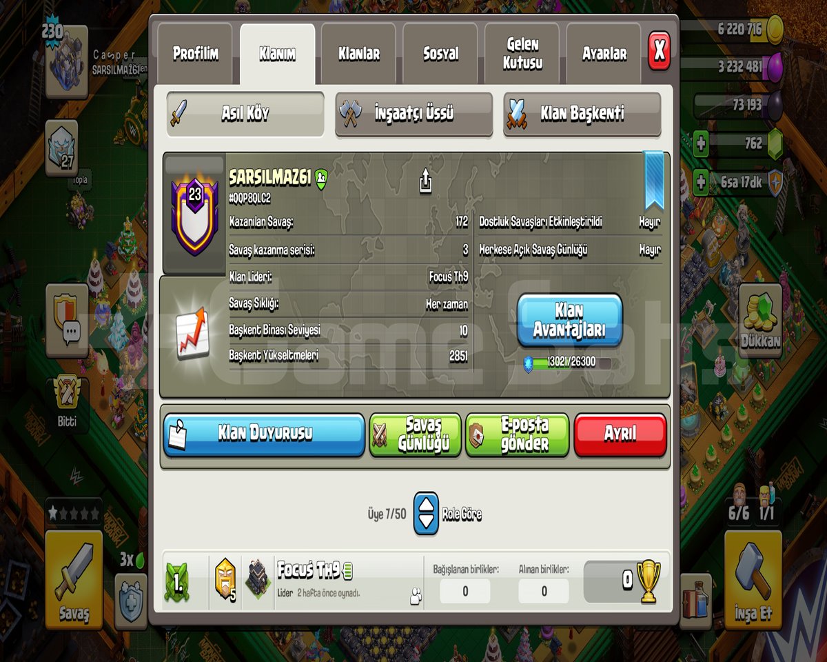 23 LEVEL MUKEMMEL İSİMLİ SAVAŞ KLANI!!