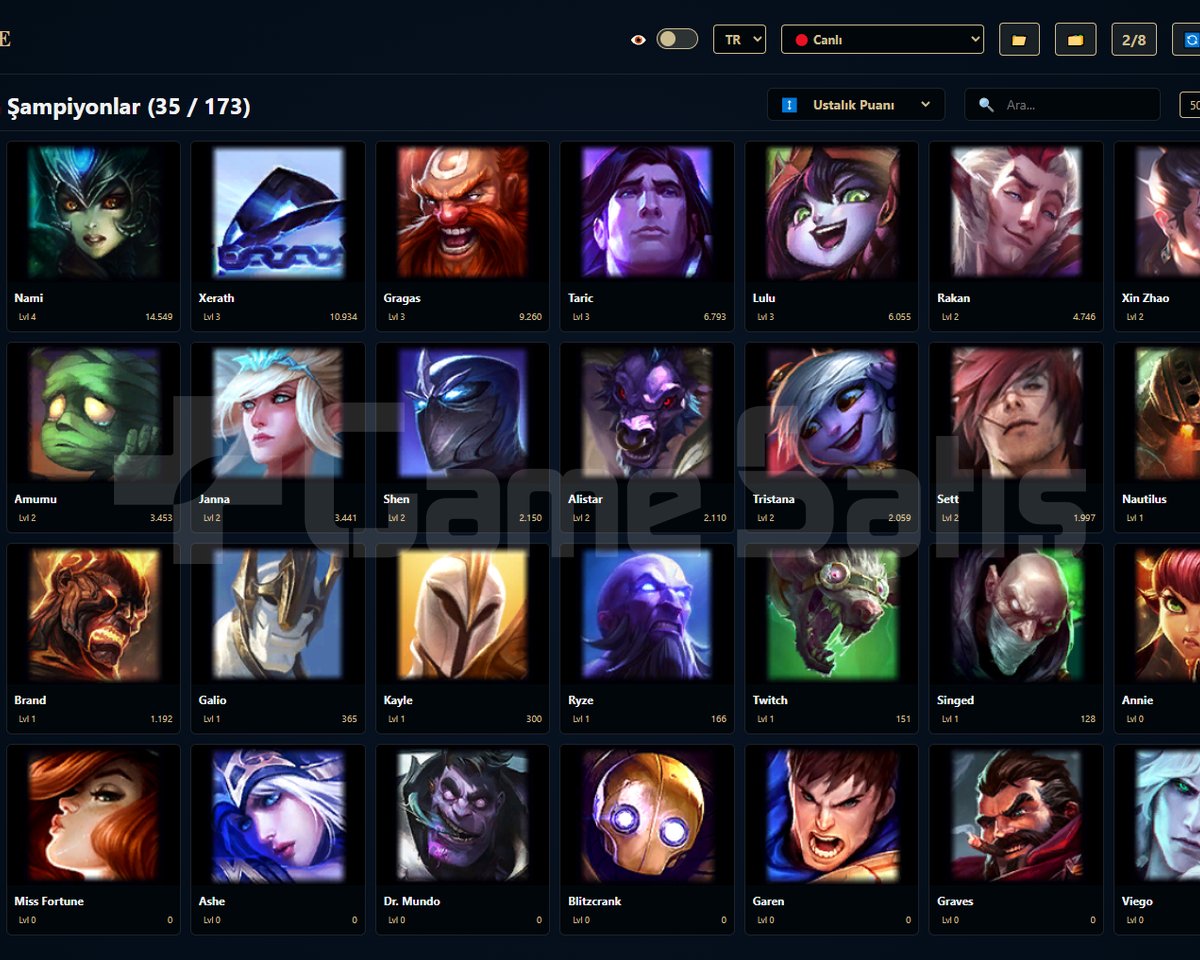 TR / 47 LVL + 2+10 SKİN +ESKİ SEZON PLAT