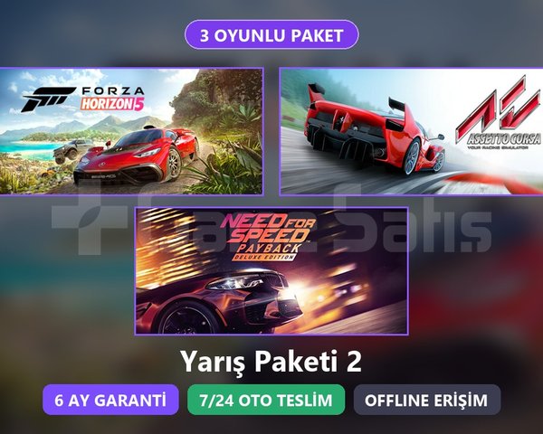 FH5 + Assetto + NFS Payback Paketi Steam