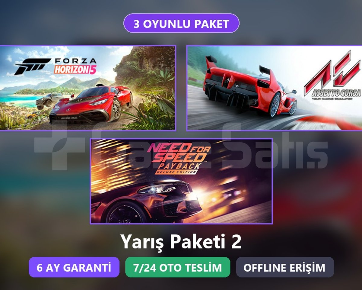 FH5 + Assetto + NFS Payback Paketi Steam
