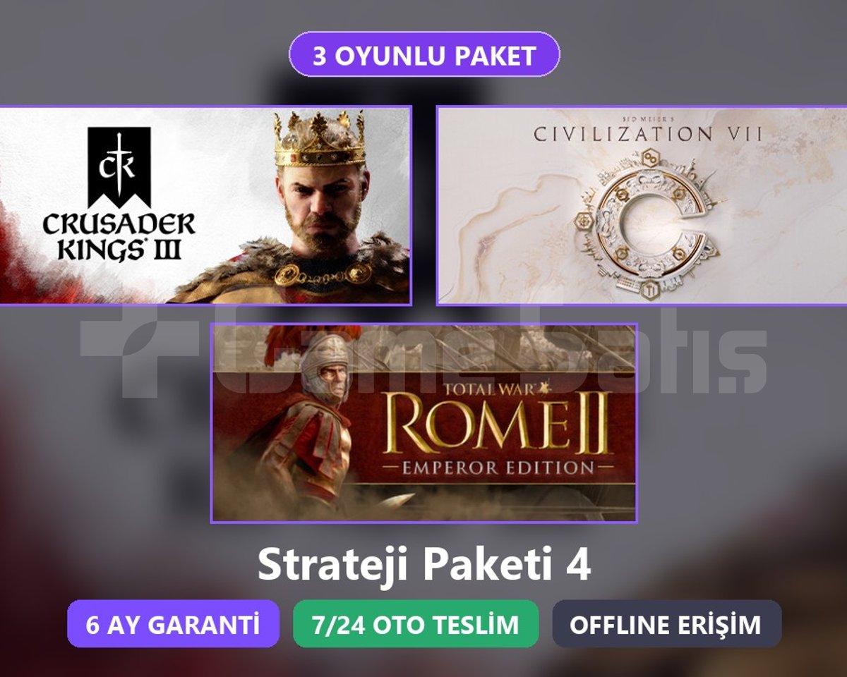 CK3 + Civ 7 + TW Rome 2 Paketi Steam