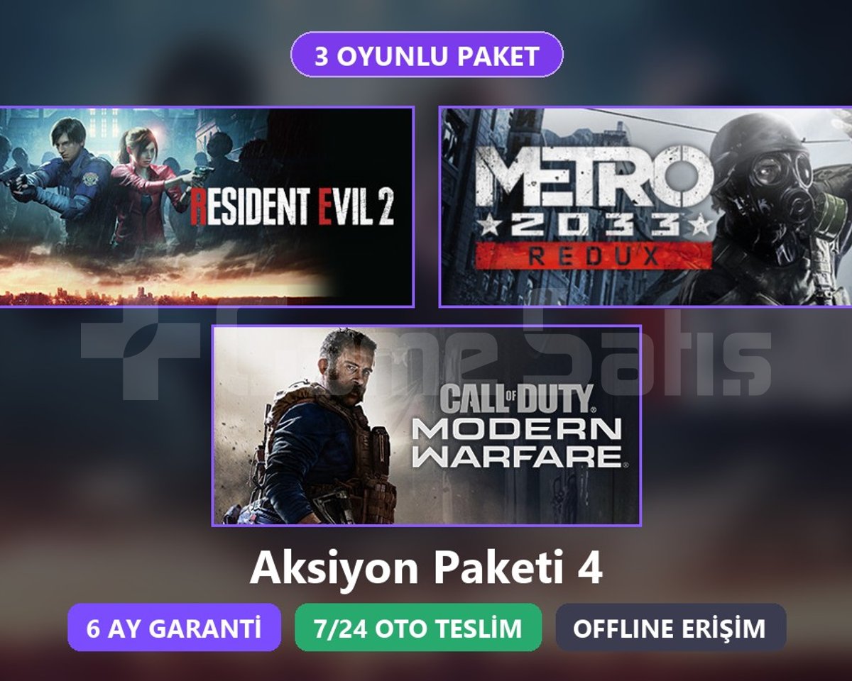 RE2 + Metro 2033 + CoD MW19 Paketi Steam
