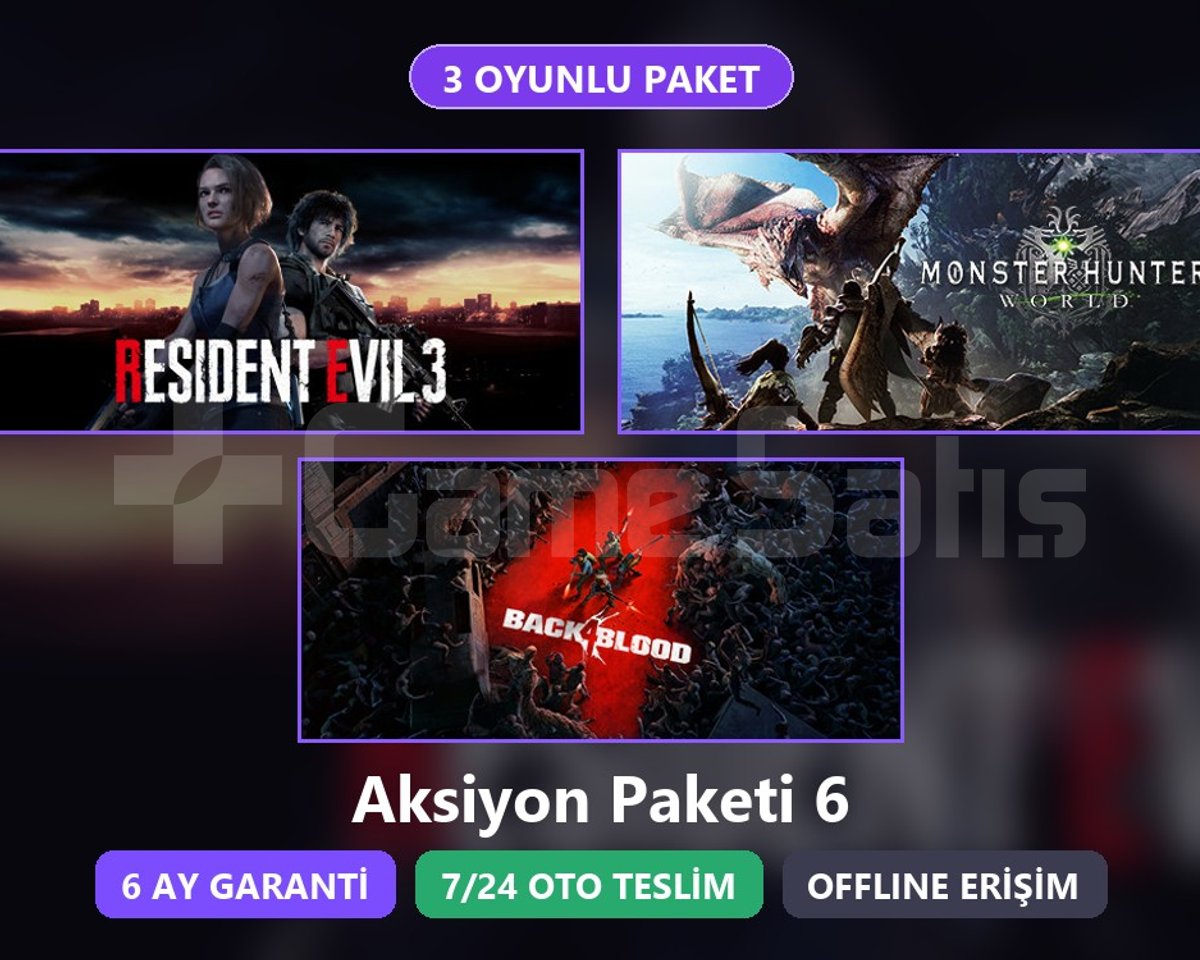 RE3 + MHW + Back 4 Blood Paketi Steam