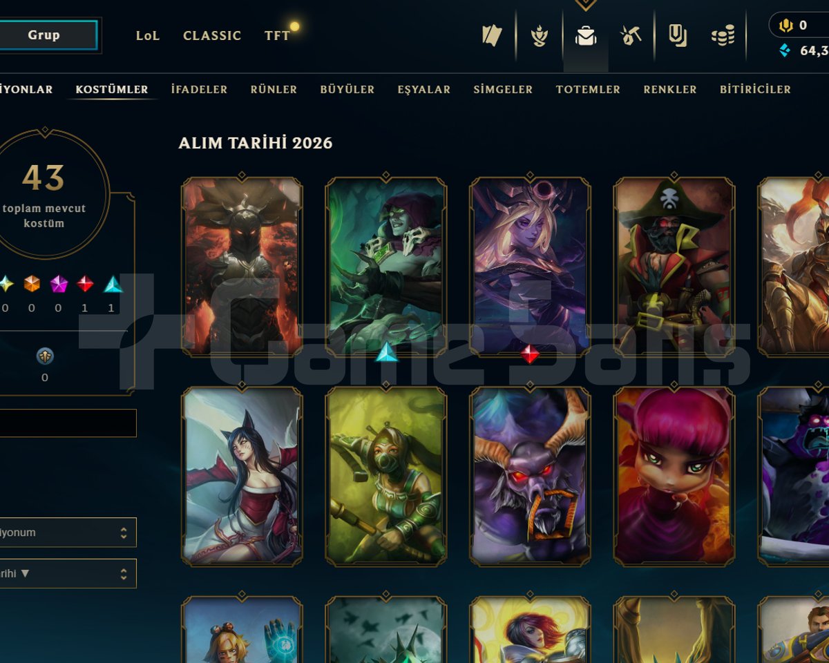LOL TR UNRANKED 66 SV TERTEMİZ HESAP