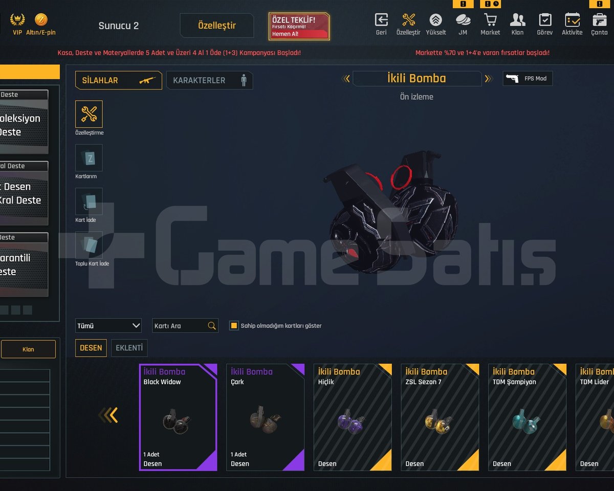 +7 RSS1 +7 KAR98 +7 MPT76 +7 İKİLİBOMBA