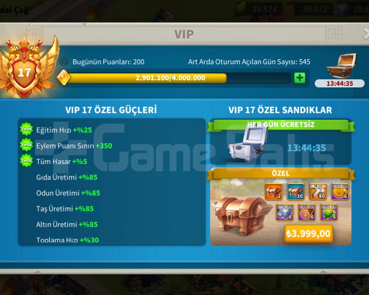 Vip 17 bu ROK hesabı bu fiyata yok