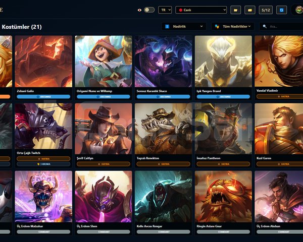 TR / 59 LVL + 21+8 SKİN + Altın 4 + OTO