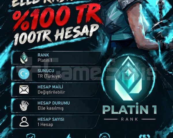 TR + PLATİN 1 + MAİL DEĞİŞEN +DÜŞÜK MMR