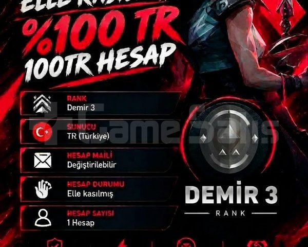 TR + DEMİR 3 + MAİL DEĞİŞEN +DÜŞÜK MMR