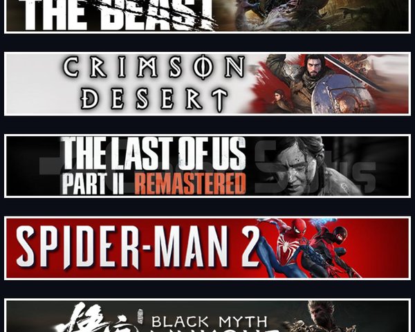 Beast +Crimson +TLOU2 +Spider 2 +Wukong