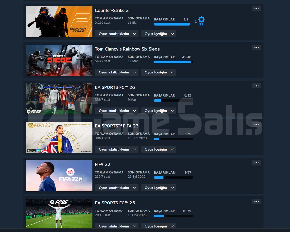 156 OYUNLU STEAM HESABI