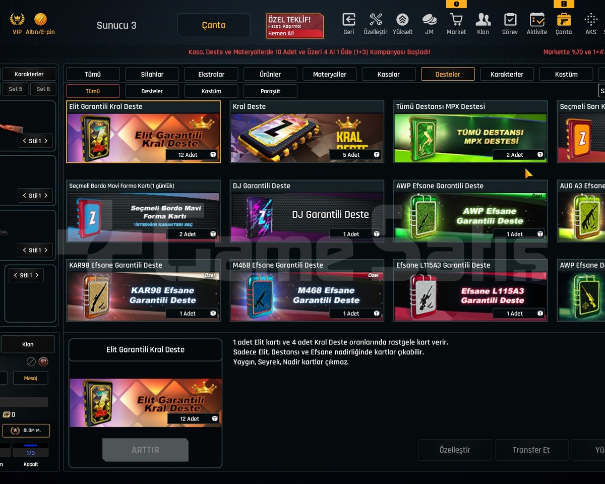 66K Materyalli 58 Seviye Zula Hesabı