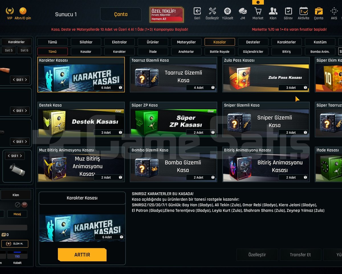 49K Materyalli 58 Seviye Zula Hesabı