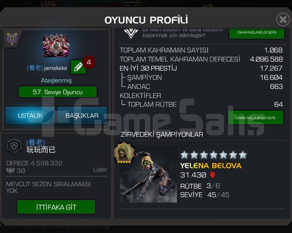 Marvel şampiyonlar turnuvası hesab satım