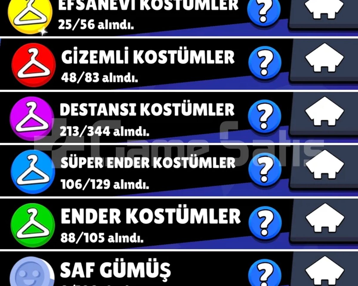 503 KOSTÜM 108 KARAKTER 63 BİN KUPA