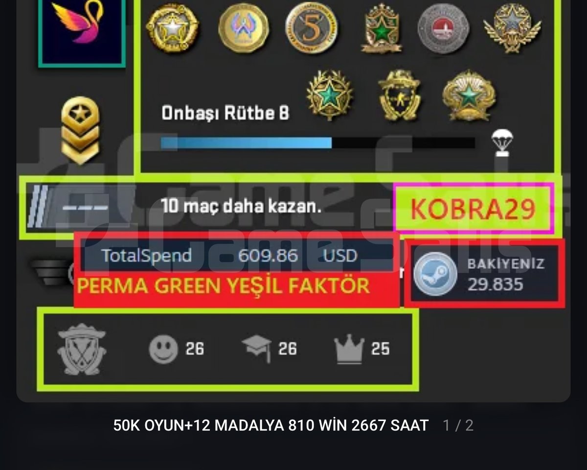 50K OYUN+12 MADALYA 810 WİN 2667 SAAT