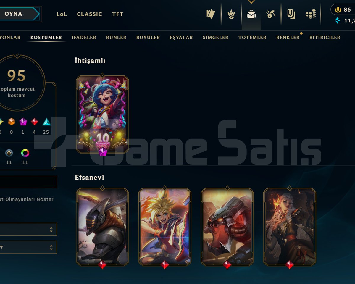 95 SKİN / 74 LVL / 70 HERO