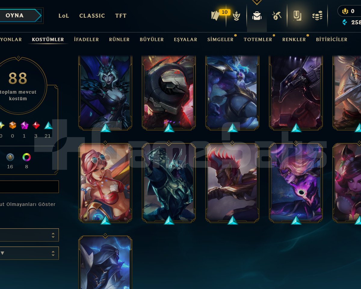 88 SKİN / 354 LVL / 105 HERO