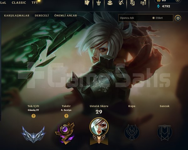 GÜMÜŞ 4 / 3 SKİN / 40 HERO / 32 LVL