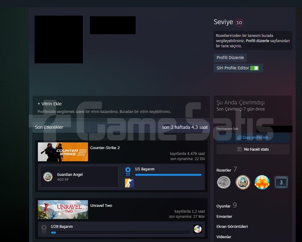 3 YILLIK 4K SAATLİ STEAMCS HESABI