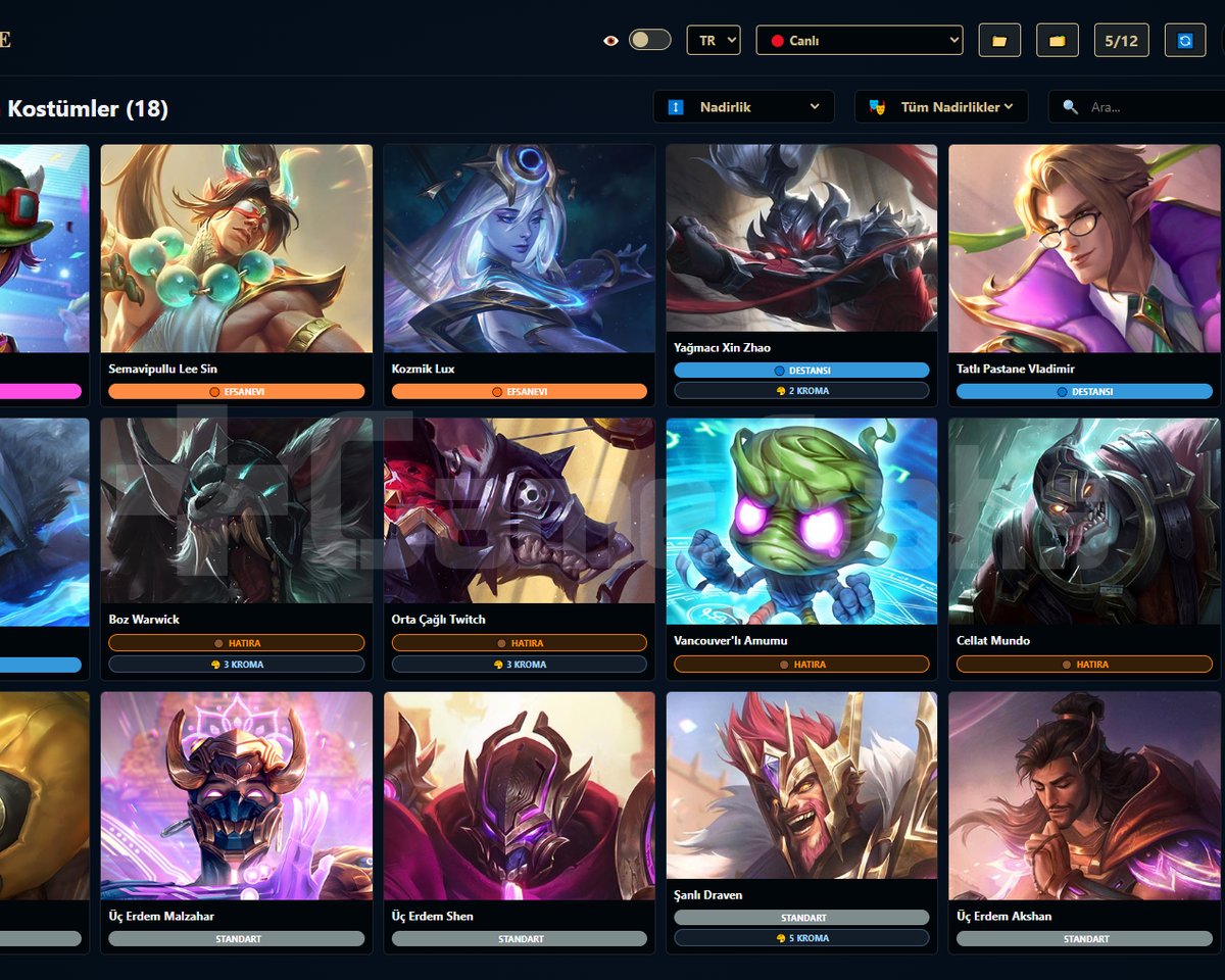 TR / 57 LVL + 18+8 SKİN + Ustalık + OTO