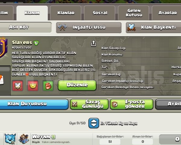 23 lvl Slayers klani satilik