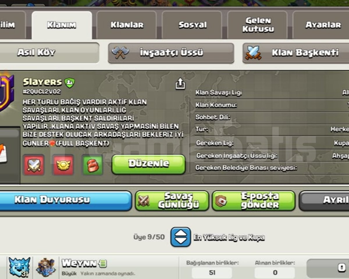 23 lvl Slayers klani satilik